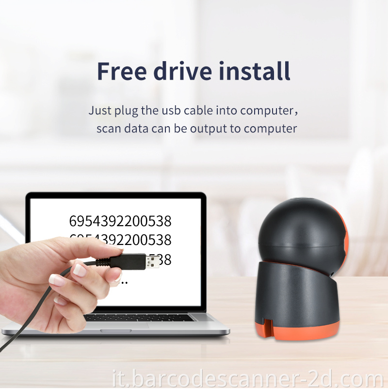 Lettore di scanner di codici a barre desktop Winson per scanner di barili a barre del cassiere supermercato 2D 1D Omnidrectional Code Scanner